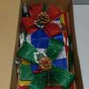 Set of 4 Christmas Lighted Gift Boxes Decorations, Pre-lit Tinsel Present Box with Bowknot(Red Green Yellow Blue), Light Up Xmas Tree Skirt Ornament, Indoor Outdoor Plug in for Home Holiday Party