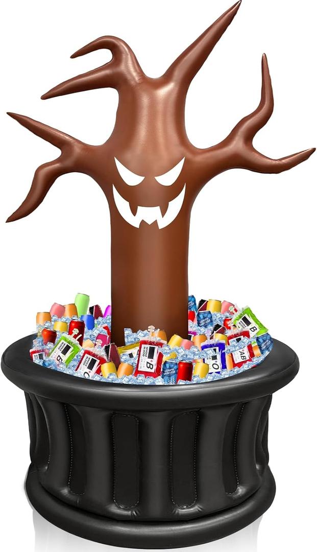 TURNMEON 5 Ft Halloween Infltable Drink Cooler, 100+ Cans Large Capacity Halloween Inflatable Dead Tree Cooler Decoration Party Supplies for Outdoor Indoor Home Halloween Theme Parties Events