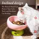 Raised Cat Food Bowl Neck and Whisker Friendly Tulip Shape Elevated Design Ceramic Color Pink