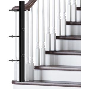 Chunful Universal Baby Gate Banister Adapter Wood No Hole Stairway Banister Adapter Mounting Kit for Pet Fit Round, Square, Irregular Post up to 42" Tall, Gate Not Included (Black)