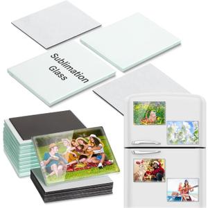 Xuhal 50 Pcs 2 x 2.8 Inches Blank Sublimation Glass Fridge Magnet Personalized Refrigerator Sublimation Include 25 Rectangle Glass Blank 25 Fridge Magnet for Office Kitchen Microwave Car DIY Decor
