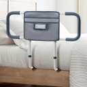 Bed Rails for Elderly Adults Safety Extended Side Assist Grab Bar Handrails for Seniors Adjustable Bed Cane with Motion Sensor Light Bed Guard Handle Bedside Railing, Fit King Queen Full Twin