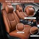 KIDYACWST Car Seat Covers Full Set FauxLeather,5 Seats Universal Seat for Cars,2023 Seat Cushion Protector Waterproof,Brown Leather Seat Set,Suitable SUV Trucks Seat Covers,Front Pair and Rear