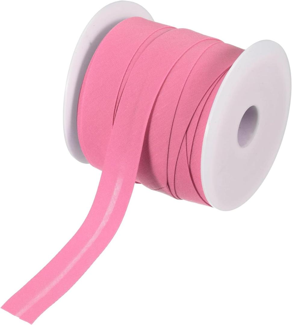MECCANIXITY 3/4 Inch Single Fold Bias Tape Polyester Continuous Bulk Bias Tape Roll for Sewing, Seaming Quilting Hemming Binding Crafts (Rose Red 25 Yards)