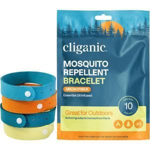 Cliganic Mosquito Repellent Microfiber Bracelets (20 Pack) - for Adults and Kids, DEET Free Wristbands