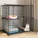 FDSDEFEN 2 Tier(Black) Cat Cage, Indoor Cat Enclosures, DIY Cat Playpen, Metal Kennel for Small and Medium Cats, Kittens, Kitty