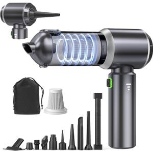 Car Vacuum Portable Cordless, Small Handheld Vacuum Cleaner with 24000PA High Power Suction, Mini Vacuum Cordless Rechargeable with One-Touch Empty, 10-in-1 Hand Vac for Car Home Office Dust (Gray)