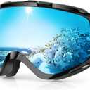 findway Ski Goggles OTG - Over Glasses Snow/Snowboard Goggles for Men, Women & Youth - 100% UV Protection (C5-revo Blue Lens Vlt 8%)