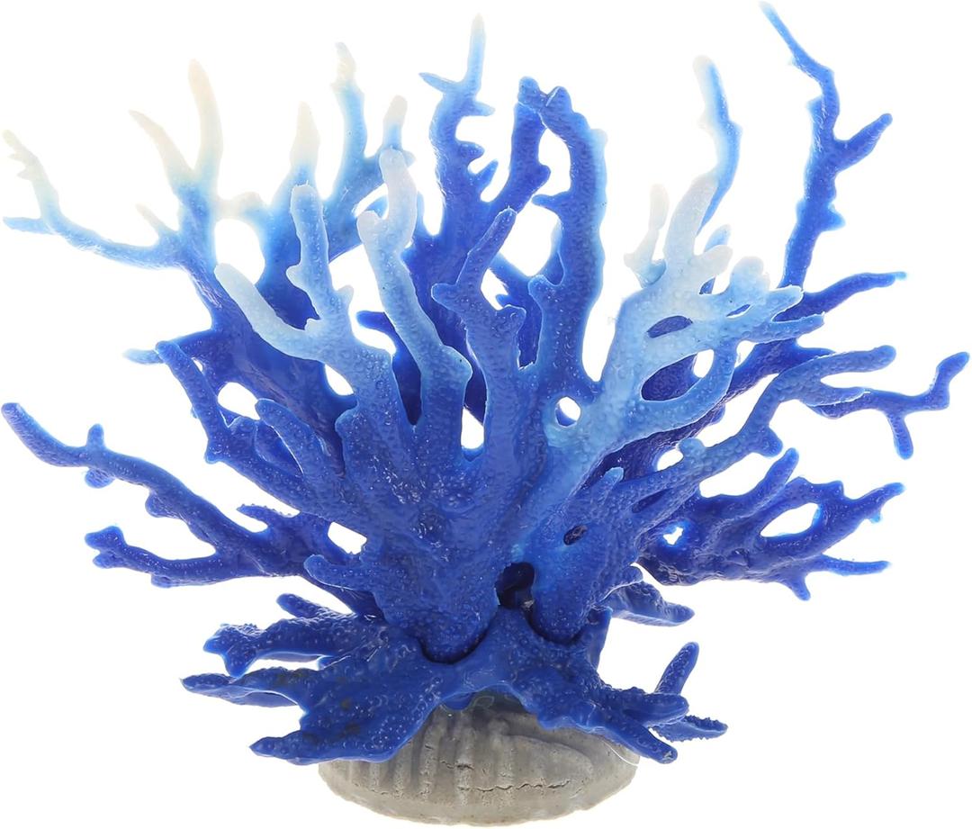 Colorful Coral Reef Decor, Mini Faux Coral Decor for Aquarium Decorations, 6.5x5.83inch (Blue White)