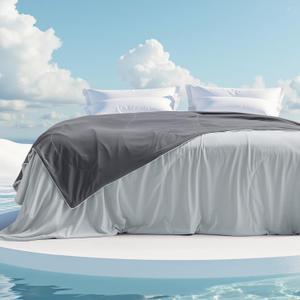 Bedsure Cold Blankets for Sleeping - Lightweight Summer Blanket King Size for Bed, Cooling Ice Breathable Double-Sided Bedding Essentials for Hot Sleepers as Gifts, Grey, 108x90 Inches (Glacier Gray/Dark Grey)