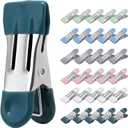 Clothes Pins Heavy Duty 30 Pack, 2.17 Inch Metal Chip Clips, Clothespins for Photo Drying Clothesline Laundry Sock, Bag Clips for Food Kitchen Stainless Steel with Rubber, 6 Colors
