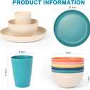 18pcs Wheat Straw Dinnerware Sets, Unbreakable dish Set Reusable Plates, Bowls, and Cups Set dishes Dishwasher Microwave Safe for Kitchen Outdoor Travel Camping (Macron Color)