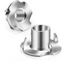M10 T-Nuts 304 Stainless Steel, 4-Pronged Tee Nut for Wood, Rock Climbing Holds, Furniture, 25 PCS