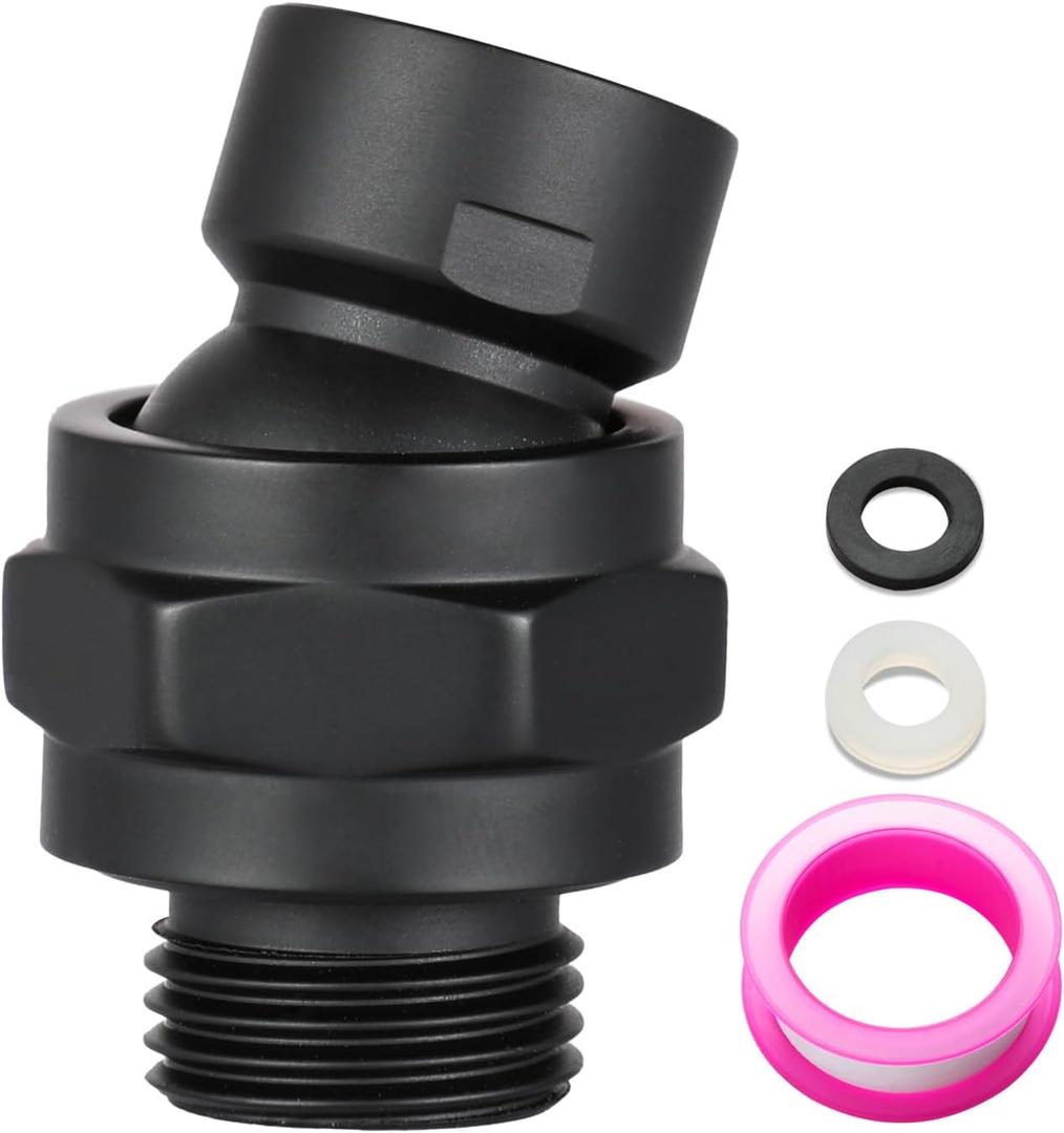 OFFO Shower Head Swivel Ball Adapter, All Metal Adjustable Shower Arm Extension Connector Universal Showering Component Solid Brass, Matte Black