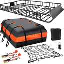 MeeFar Roof Rack Carrier Basket Universal Rooftop 65" X 39" X 6" Large Size Roof Rack + Waterproof Bag 20 Cubic Feet (51" 40" 17"), and Cargo Net with Attachment Hooks, Ratchet Straps