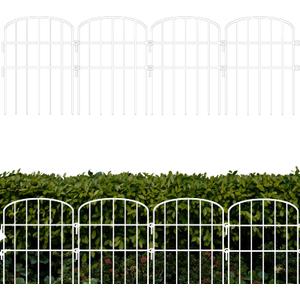 ShopLaLa Garden Fence (10 Panels) 12in(L) x 16.5in(H) Animal Barrier Fencing Rustproof Metal Wire Flower Edging for Landscape Patio Outdoor Decor, Tall Large Yard Fences for Dog No Dig White D-K16.5