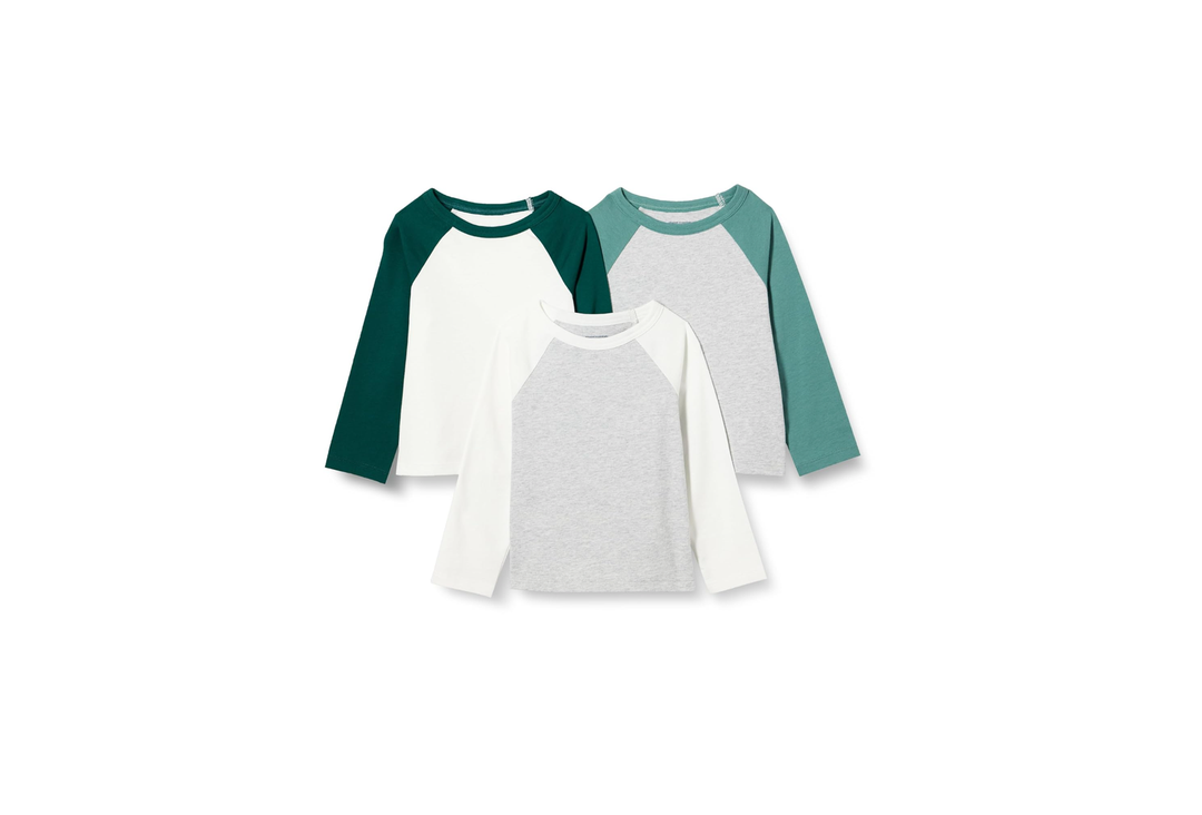 Amazon Essentials Boys and Toddlers' Long Sleeve Cotton T-Shirts, Pack of 3