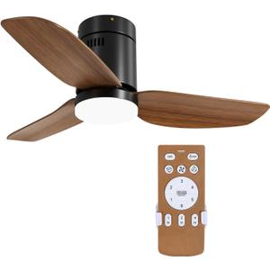 Simple Deluxe 40" Ceiling Fans with Lights and Remote, Outdoor Ceiling Fans for Patios with Light, Easy to Install Ceiling Fan with Reversible Motor and Wooden Blade for All Seasons