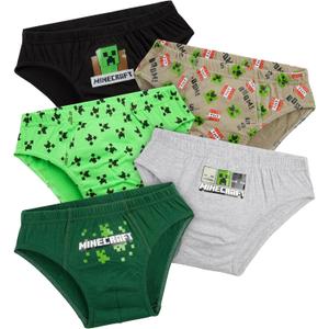 Minecraft Boys Briefs, Pack of 5 Cotton Underwear - Gifts for Boys (9-10 Years, Multi)