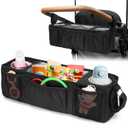 Wagon Parent Console Only Compatible with Wonderfold W4, Stroller Snack Tray, 2 Insulated Cup Holders, Black