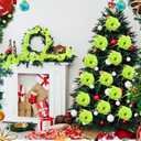 Norme 12 Pcs Christmas Tree Decorations 15.7 Inch Lime Green Furry Christmas Tree Topper Picks with Small Red Ball Vase Filler Picks Decor Ornaments for Table Mantle Gift Wrap Xmas Holiday Decor