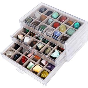 Acrylic Rock Collection Display Case Rock Collection Box for Kids Display Cases for Collectibles Crystal Display Case Holder Shadow Boxes Display Cases Display Cabinet Fossil Display Box