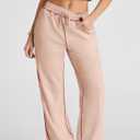 Herseas High Waisted Sweatpants for Women 2025 Fall Wide Leg Contrast Stitching Drawstring Loose Lounge Jogging Pants (L)