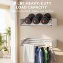 Wall Mounted Drying Rack, 23.6" Retractable Clothes Drying Rack, Heavy Duty 60LB Capacity with 4 Stainless Steel Rods, Foldable Laundry Rack for Indoor Laundry Room, Balcony & Bathroom, 23.6" Regular