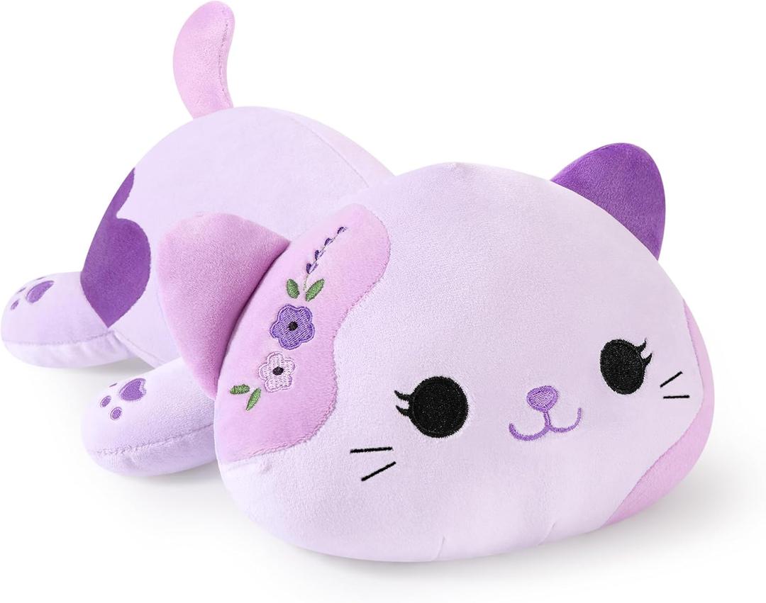 Onsoyours Original Lavender Cat Plush 13 Inch Kitty Plushies Toy Kitten Stuffed Animal Soft Pillow Kawaii Plushie Gift for Kids & Adults (Lavender Cat,13")
