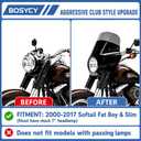 Club Style Front Fairing w/ 11" Windshield for Harley Softail | Fits 7" Headlight, Motorcycle Headlamp Cowl Kit w Mounting Hardware For 2000-2017 Harley Fat Boy FLSTF, Slim FLS