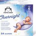 Amazon Brand - Mama Bear Overnight Disposable Baby Diapers, Hypoallergenic, Size 6 (54 count), Night Time Protection, White