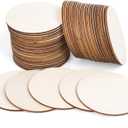 Coadura 3" Wood Circles for Crafts, 50PCS Unfinished Wood Rounds for Painting, Wood Burning, DIY Art, and Door Hanger Projects