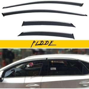 4pcs Smoke Tint with Chrome Trim Window Visors Compatible with 2015-2021 Lexus NX200t NX300 NX300h AZ10 Outside Mount Tape On/Clip On Style PVC Sun Rain Guard Vent