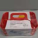 Multiuse Caddy Organizer with Handle - Stackable Plastic Tote Bin - Art Craft Supplies, Office, Desk, Stationery Pen Holder, Kitchen, Utensil, Makeup, Bathroom, Shower, Cleaning, Dorm Organizer - Red