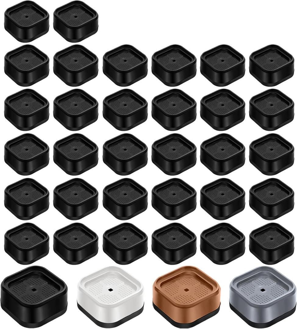 shouwuhho 32 Pack Furniture Risers Adjustable Bed Risers Heavy Duty Lifts Height 1", Square Stackable Bed Risers 1, 2 or 3 Inch for Desk Leg Table Couch Sofa Chair Bed Frame Legs Dorm, Black