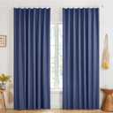 Deconovo 100% Blackout Pinch Pleat Curtains, Thermal Insulated Room Darkening Drapes for Bedroom & Living Room, Noise Reducing for Enhanced Sleep & Privacy, Blue, 40x84 Inch, Set of 2 Panels