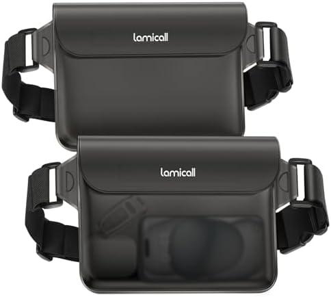 Lamicall Waterproof Fanny Pack, Cruise Essentials 2025 - [Elastic Waist Strap] Dry Bag Pouch, Travel, Boat, Paddle, Kayak, Beach, Swimming Accessories, 8.7” for iPhone 17 16 15 14 13 Pro Max Air, PCS 4