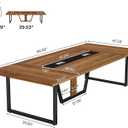 Tribesigns 8FT Conference Table, 94.49 L x 47.24 W x 29.53 H Inches Large Meeting Podcast Table for 10 People, Business Style Wooden Training Table with Strong Metal Frame for Office Conference