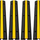 Happybuy 4 Pack of 1-Channel Rubber Cable Protector Ramps Heavy Duty 18000Lbs Load Capacity Cable Wire Cord Cover Ramp Speed Bump Driveway Hose Cable Ramp Protective Cover