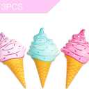Novelty Place Giant Inflatable Ice Cream Cone for Summer Party, Swimming Pool, Beach, Birthday, and Outdoor Decorations(36 Inches, Pack of 3)