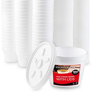 Stock Your Home 4 Ounce Foam Bowls With Lids (1000 Count) - Insulated To Go Cups - Containers for Soup, Oatmeal, Ice Cream - For Delis, Cafes, Restaurants