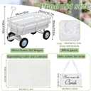 4 Pcs All-Terrain Wedding Wagon Set Includes 39x17x32 Inch Heavy Duty White Flower Girls Wagon Cart Here Comes The Bride Sign White Tulle Plush Pad for Wedding Reception