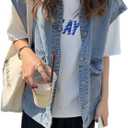 EMMIOL Jean Vest Top for Women Casual Denim Vest Sleeveless Jean Jacket with Pockets (Large, Blue-049)