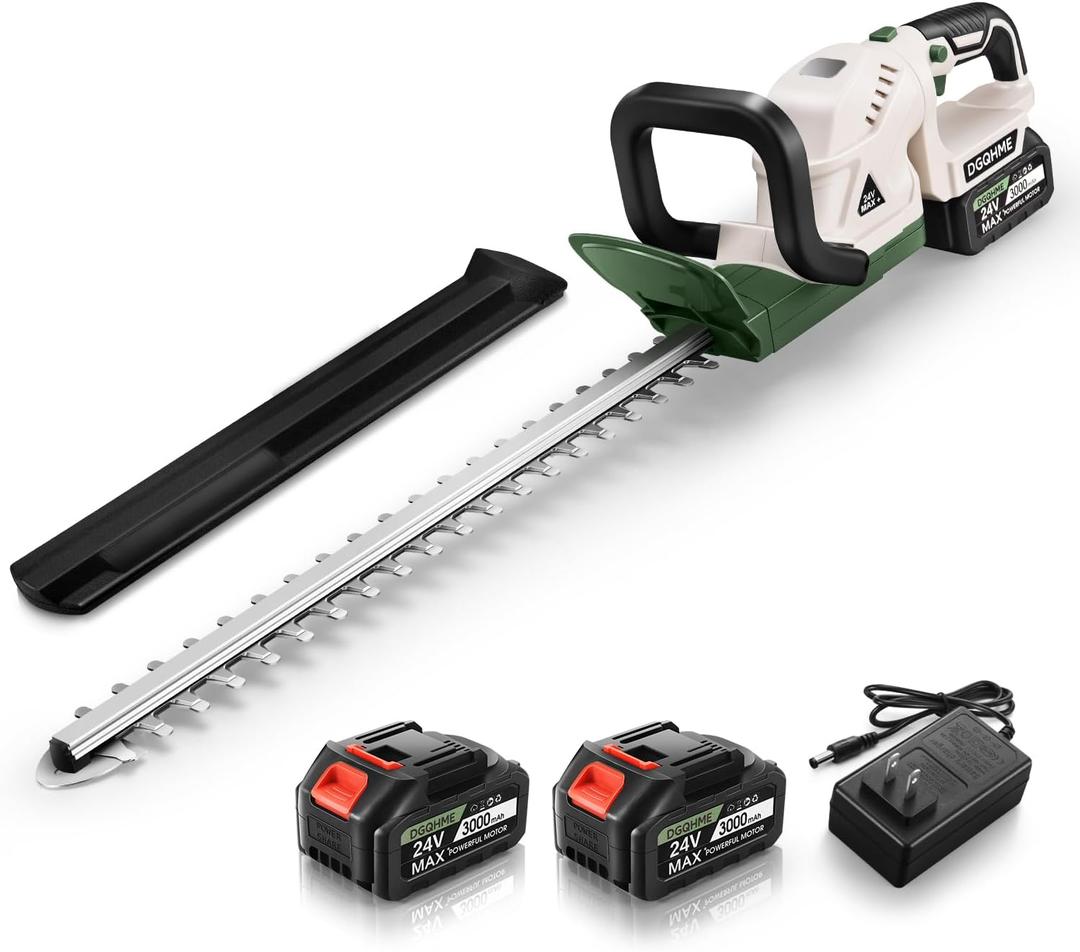 20" Hedge Trimmer Cordless,Electric Bush Trimmer with 2 Pack Rechargeable Batteries,Lightweight Hedge Trimmers,3000RPM 180Rotatable Head,3/4" Blade Gap