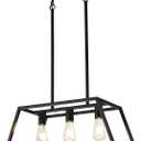 Kitchen Lighting Fixtures Ceiling Hanging Modern Linear Hanging Matte Black 3-Light Industrial Pendant Lighting for Kitchen Island