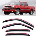in-Channel Rain Guards for 2001-2007 Chevy Silverado & GMC Sierra 1500/2500/ 3500 Crew Cab, Window Visors Vent Deflector Shade Smoke for 02-06 Chevy Suburban/GMC Yukon XL/Escalade EXT/Avalanche