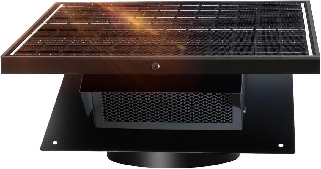 25W Solar Roof Vent Fan with 8-Inch Removable Roof Vent, Solar-Powered Attic Exhaust Fan for Enhanced Ventilation. Ideal for Home, Garages & WarehousesEnergy-Efficient & Easy Install, Black