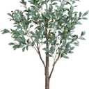 Nearly Natural 6-FT Artificial Fruiting Olive Tree with 280 Warm White LED Lights, Faux Olive Tree Indoor Home Dcor, Pre-lit with Lifelike Fruits and Sturdy Base Stand