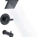 Replacement Faucet Shower Trim Kit for Delta 1300/1400 & 13/14 Series, Tub Shower Faucet Set, High Pressure 8" Square Rain Shower Head - Matte Black (Valve/Cartridge Not Included)