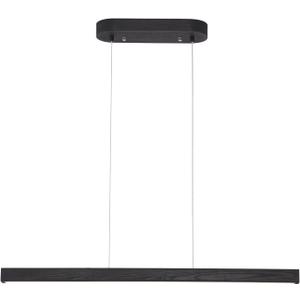 Black Wood Linear Pendant Light – Dimmable LED Chandelier with Remote, Modern Minimalist Lighting for Kitchen Islands, Dining Rooms & Pool Tables (Energy-Efficient 19W)